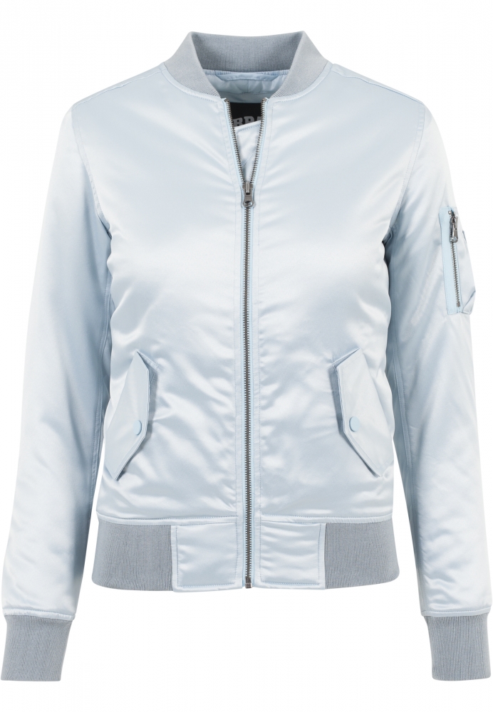 Geaca bomber aspect satin femei albastru deschis Urban Classics