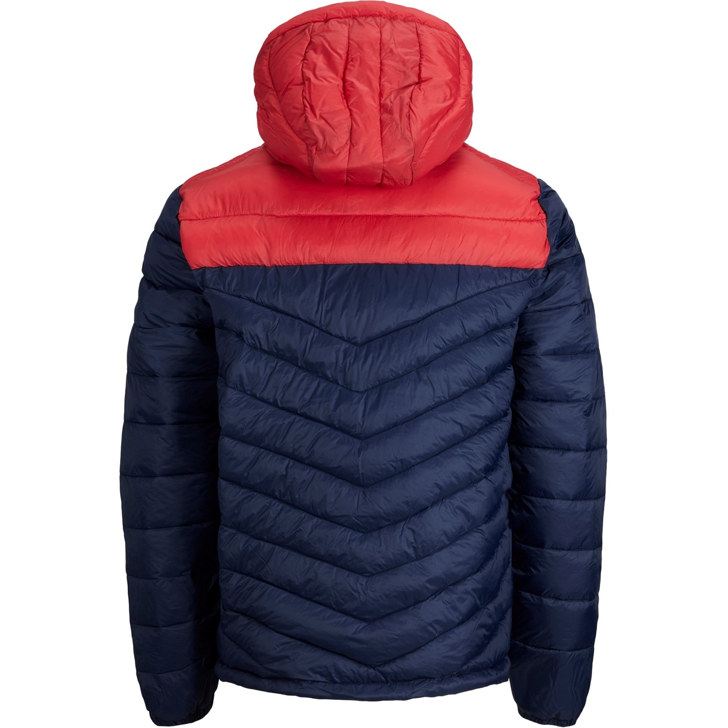 Geaca matlasata Jack and Jones Hero cu gluga marimi mari pentru Barbati bleumarin alb rosu