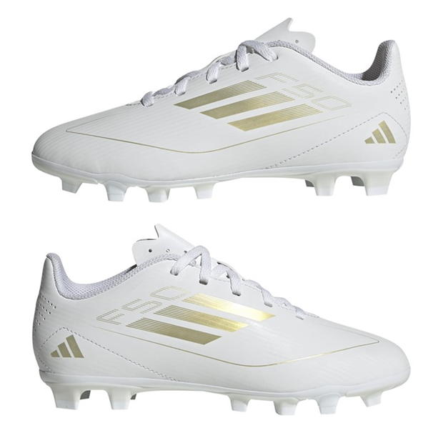 Ghete de fotbal adidas F50 Club Firm Ground pentru copii alb auriu