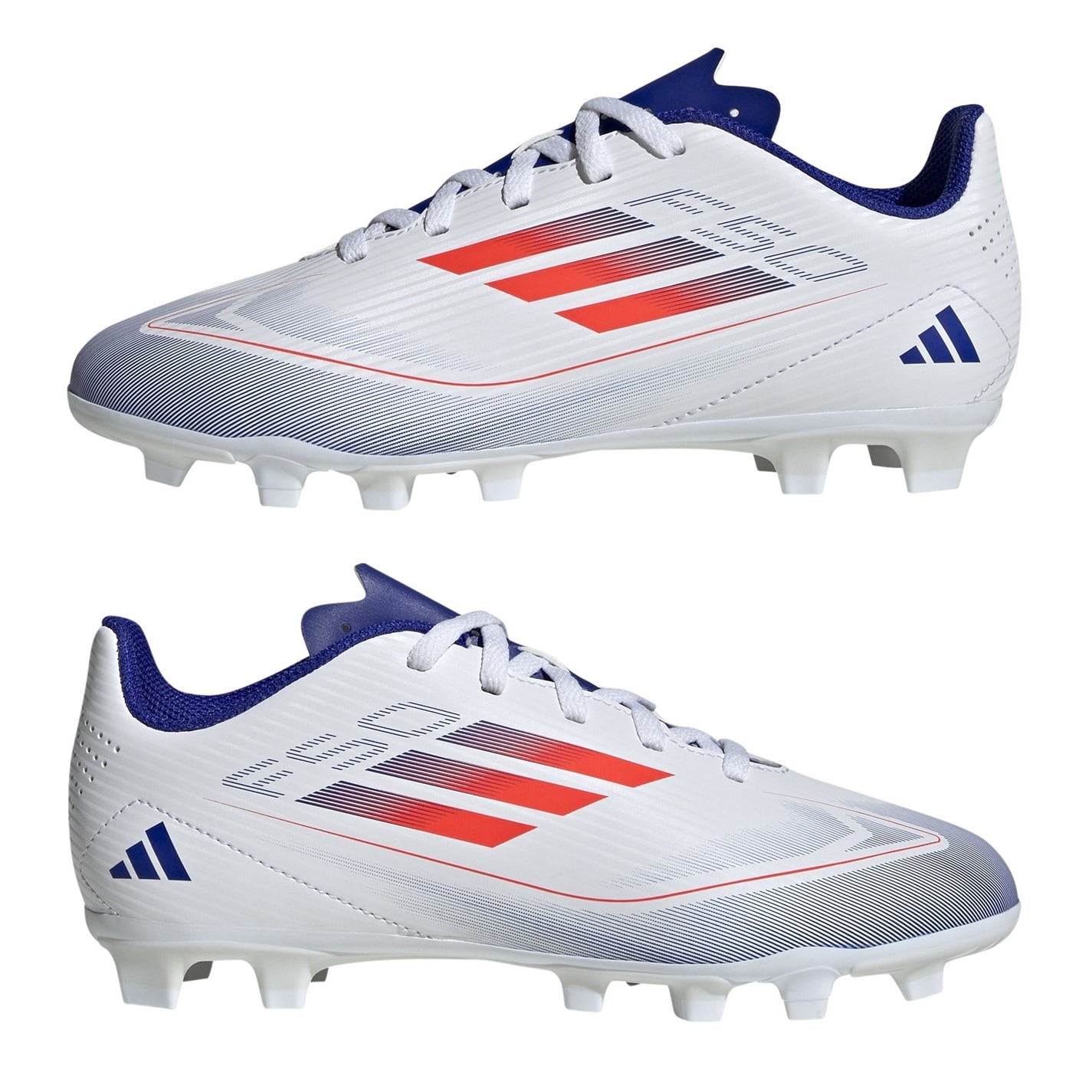 Ghete de fotbal adidas F50 Club Firm Ground pentru Copii alb rosu albastru