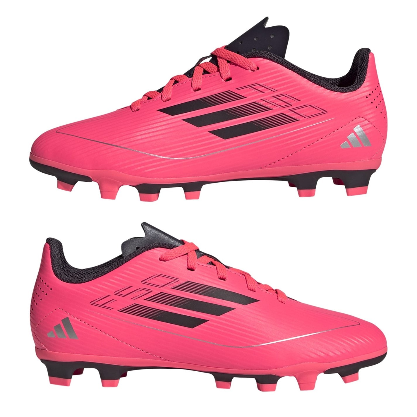 Ghete de fotbal adidas F50 Club Firm Ground pentru copii roz negru