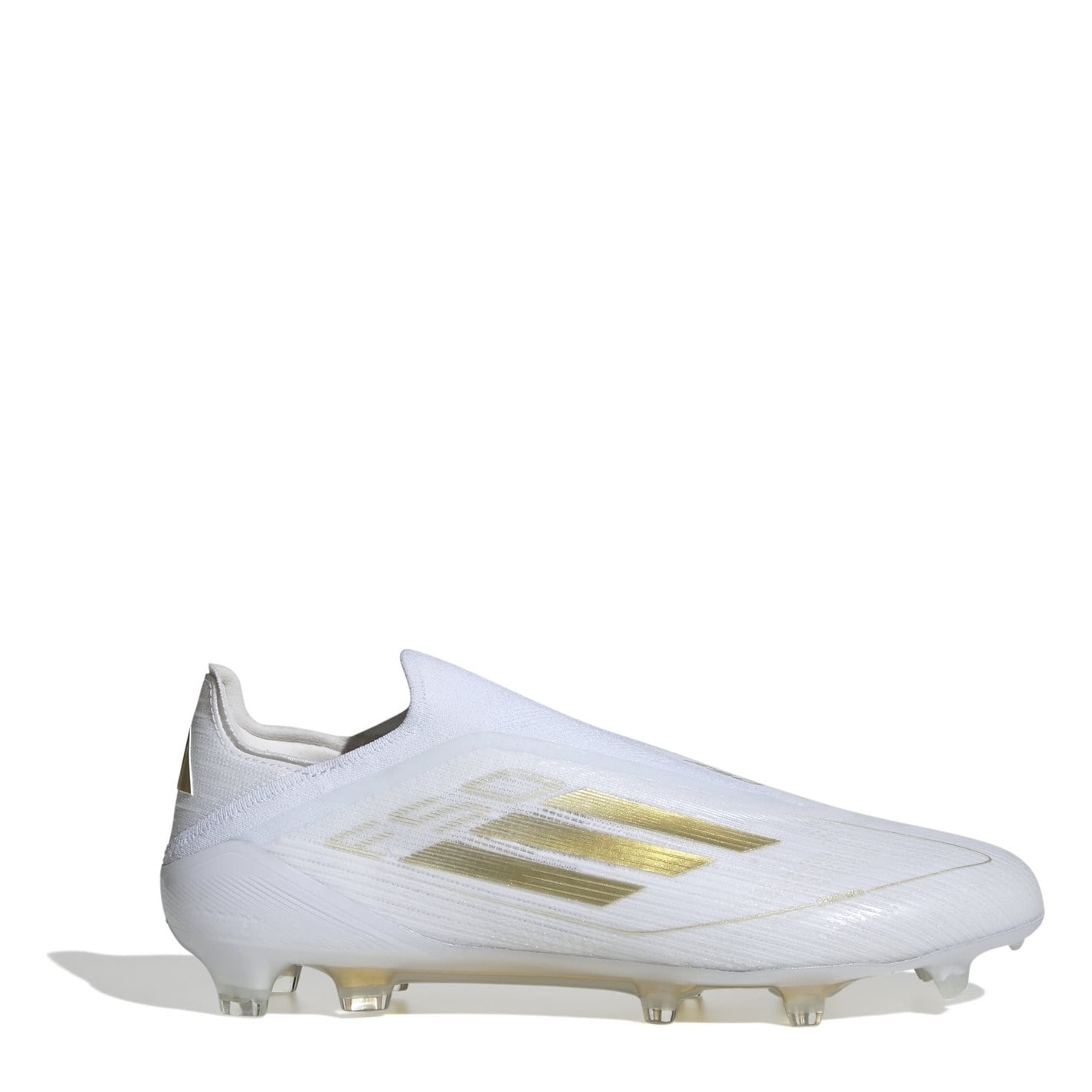 Ghete de fotbal adidas F50 Elite Laceless Firm Ground alb auriu