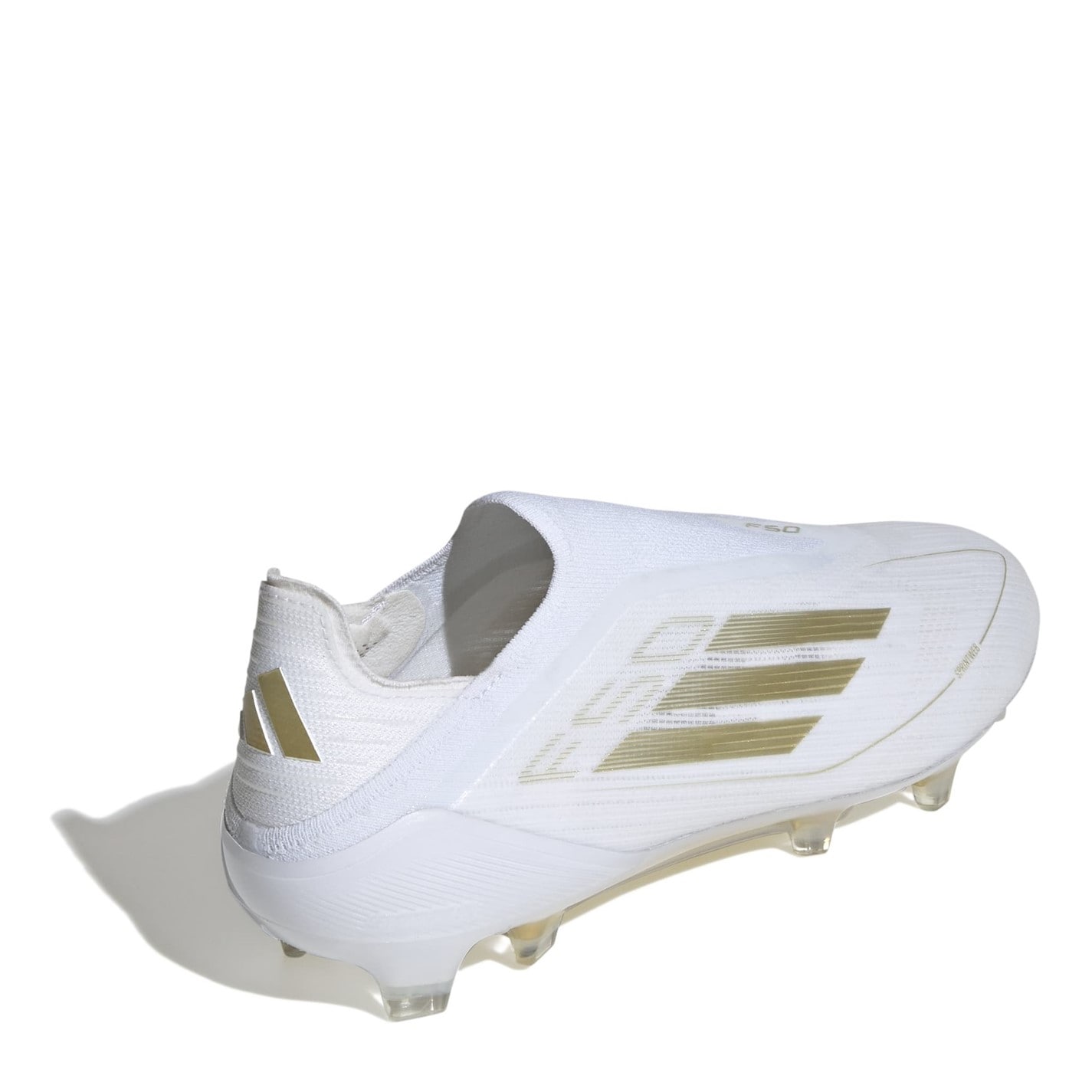 Ghete de fotbal adidas F50 Elite Laceless Firm Ground alb auriu