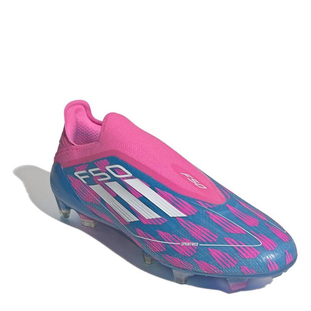 Ghete de fotbal adidas F50 Elite Laceless Firm Ground albastru roz