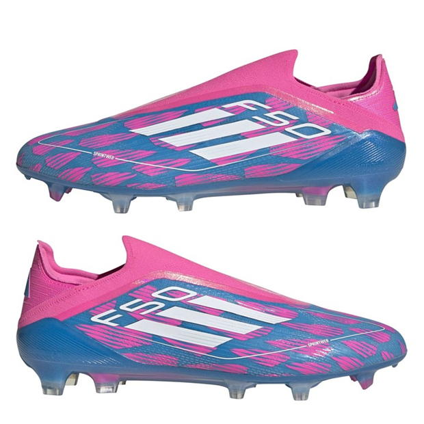 Ghete de fotbal adidas F50 Elite Laceless Firm Ground albastru roz