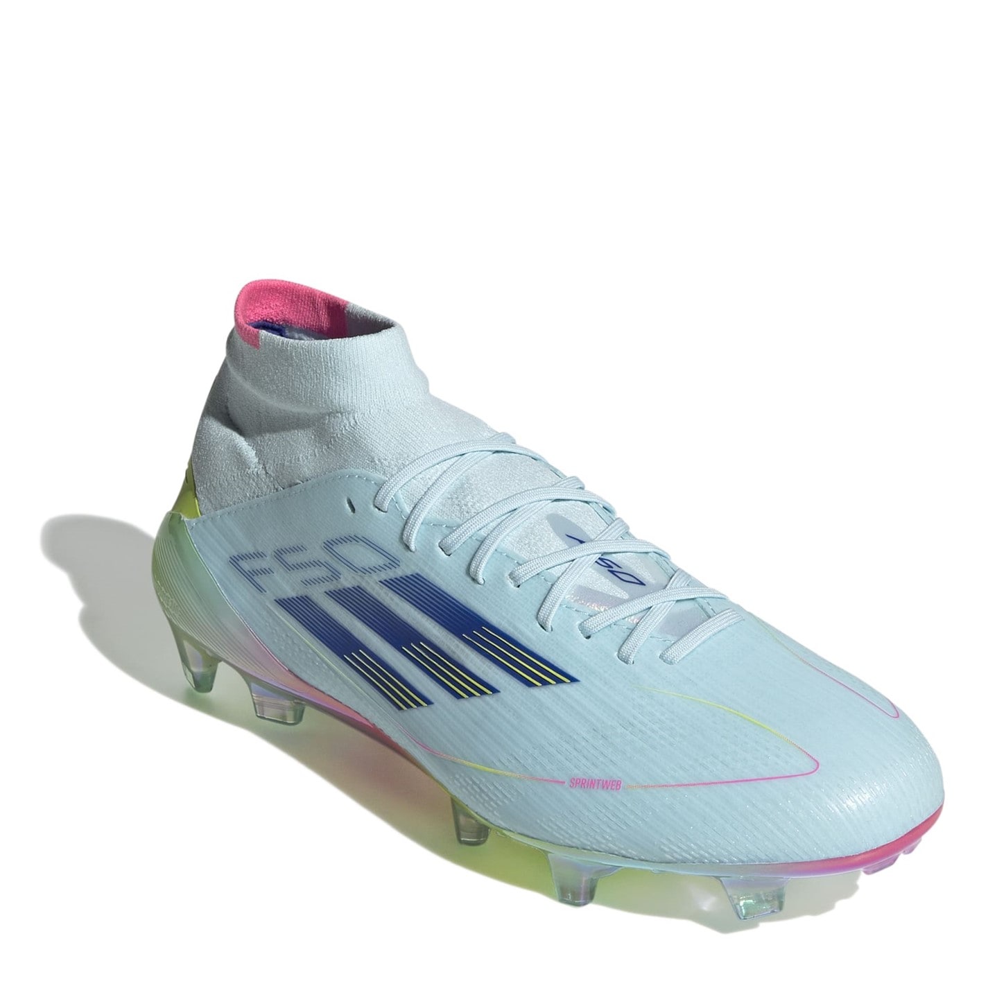 Ghete de fotbal adidas F50 Elite Mid-Cut Firm Ground pentru femei albastru galben