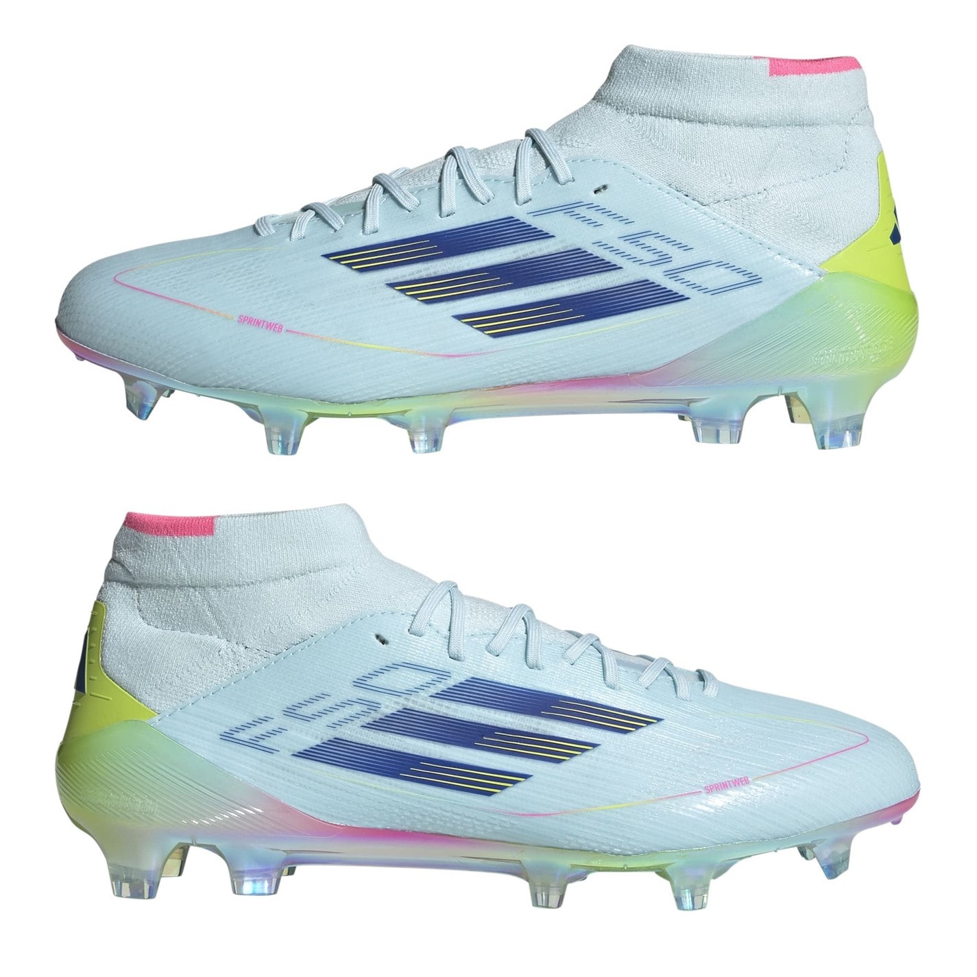 Ghete de fotbal adidas F50 Elite Mid-Cut Firm Ground pentru femei albastru galben