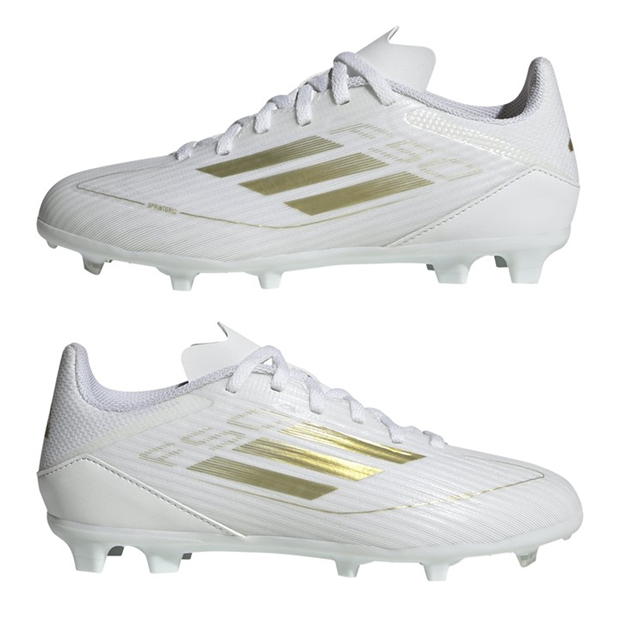 Ghete de fotbal adidas F50 League Firm Ground pentru copii alb auriu