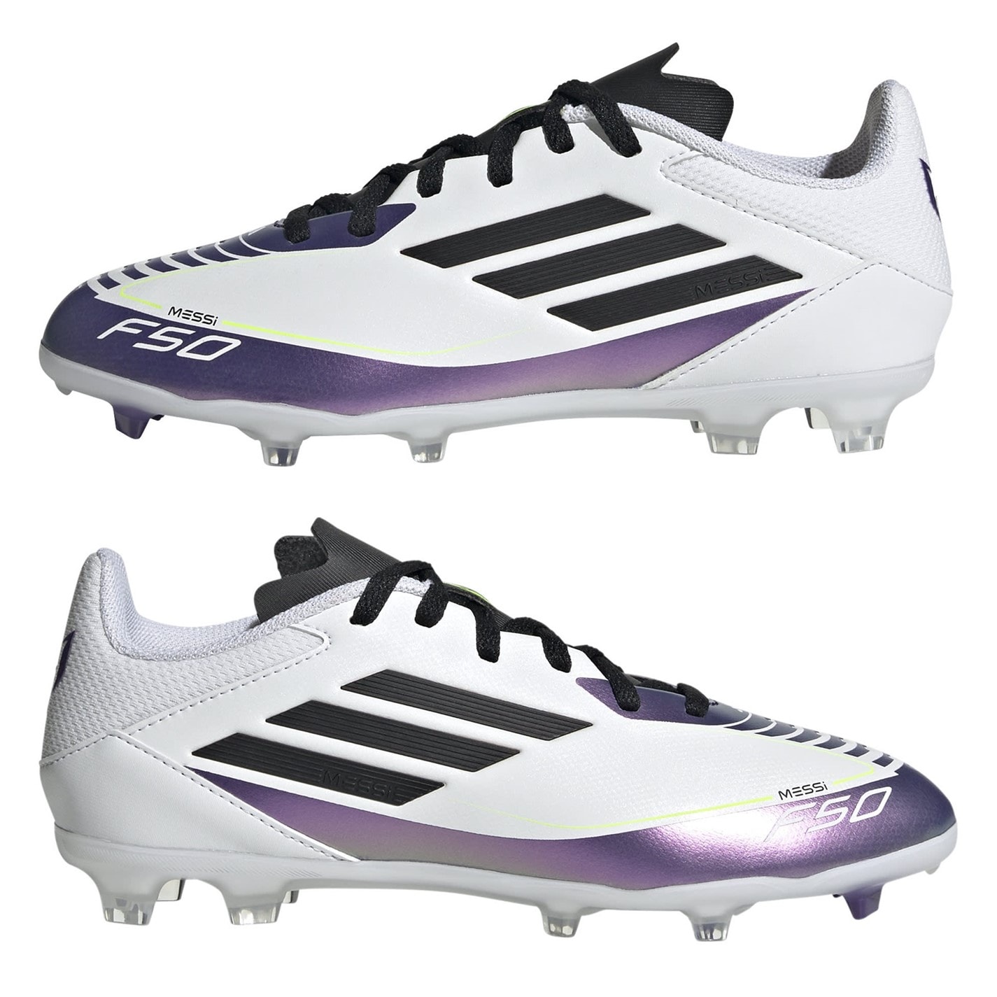 Ghete de fotbal adidas F50 League Firm Ground pentru Copii alb mov