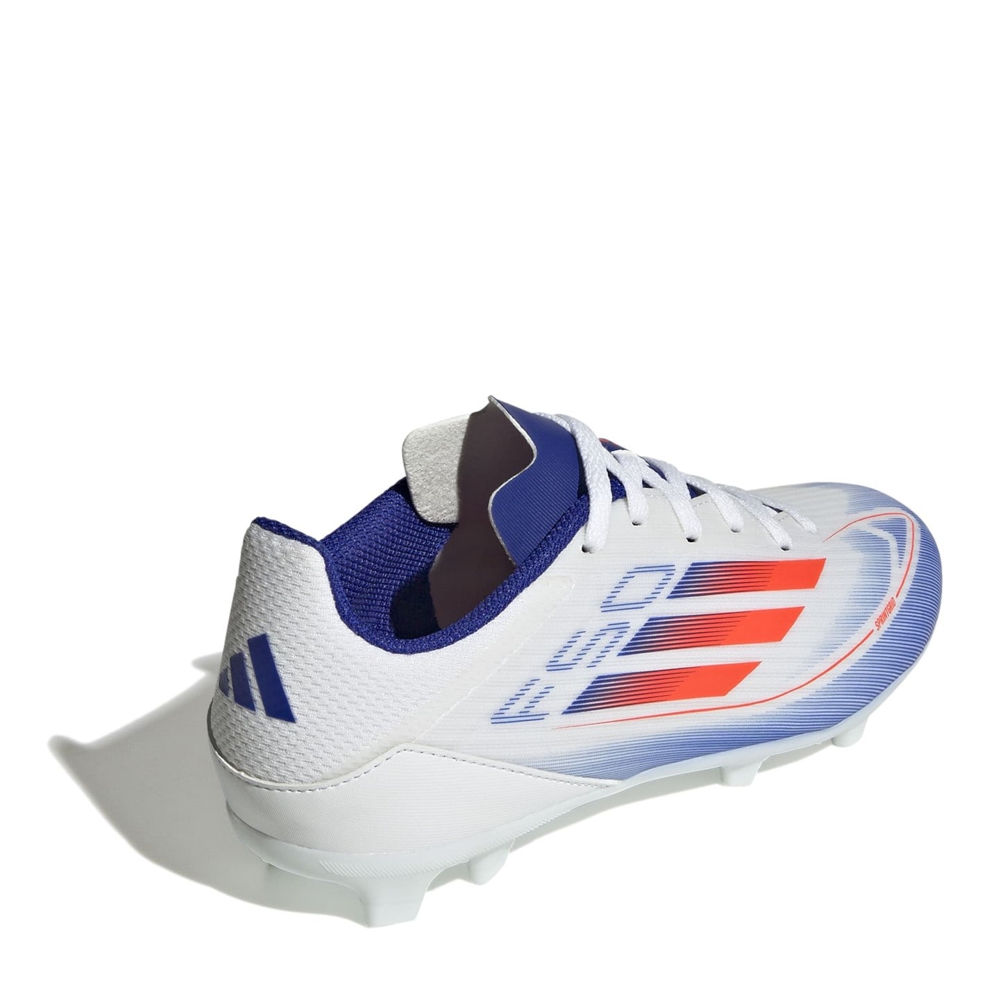 Ghete de fotbal adidas F50 League Firm Ground pentru copii alb rosu albastru