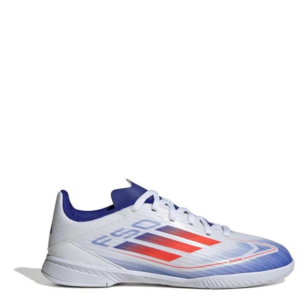 Ghete de fotbal adidas F50 League Indoor pentru copii alb rosu albastru