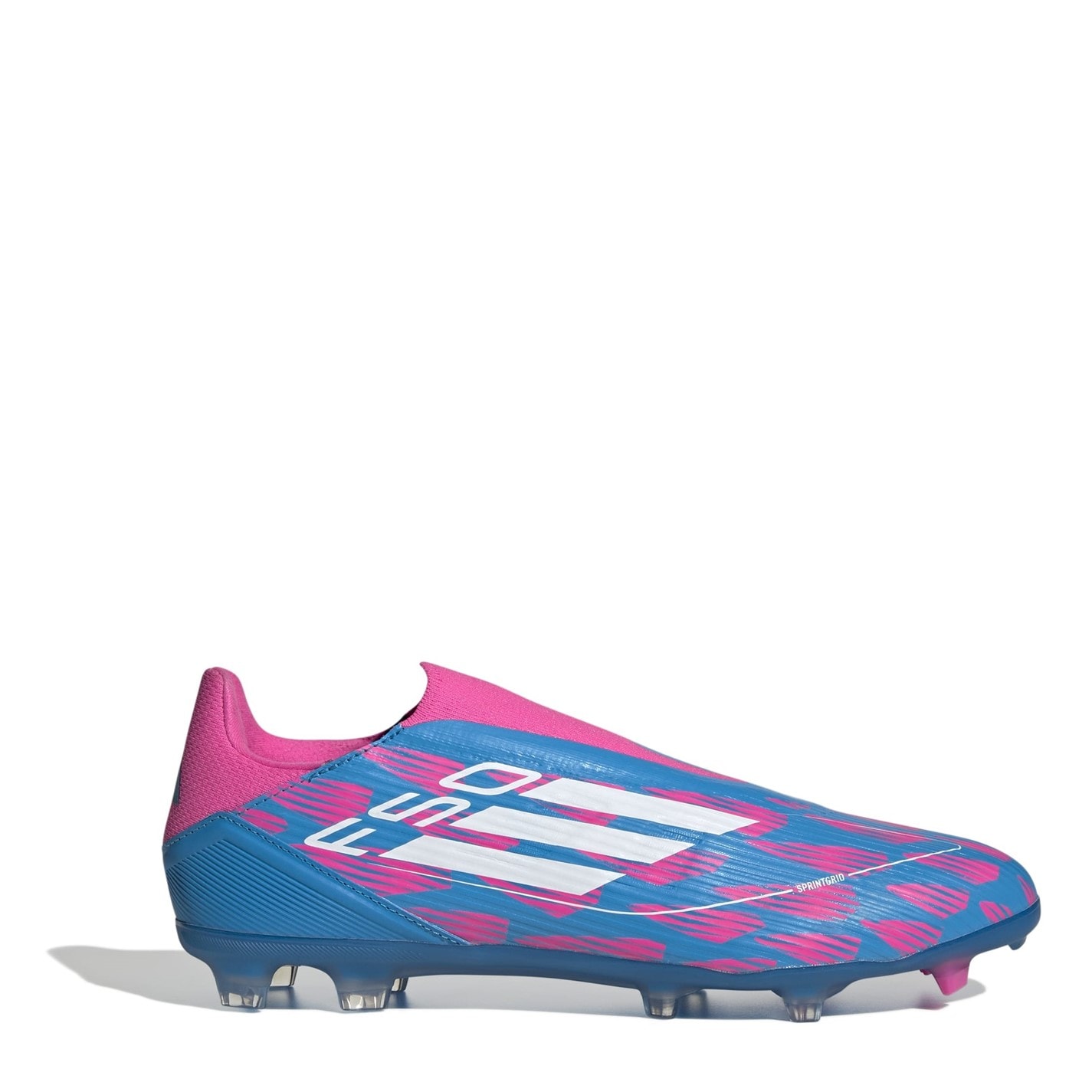 Ghete de fotbal adidas F50 League Laceless Firm Ground albastru roz