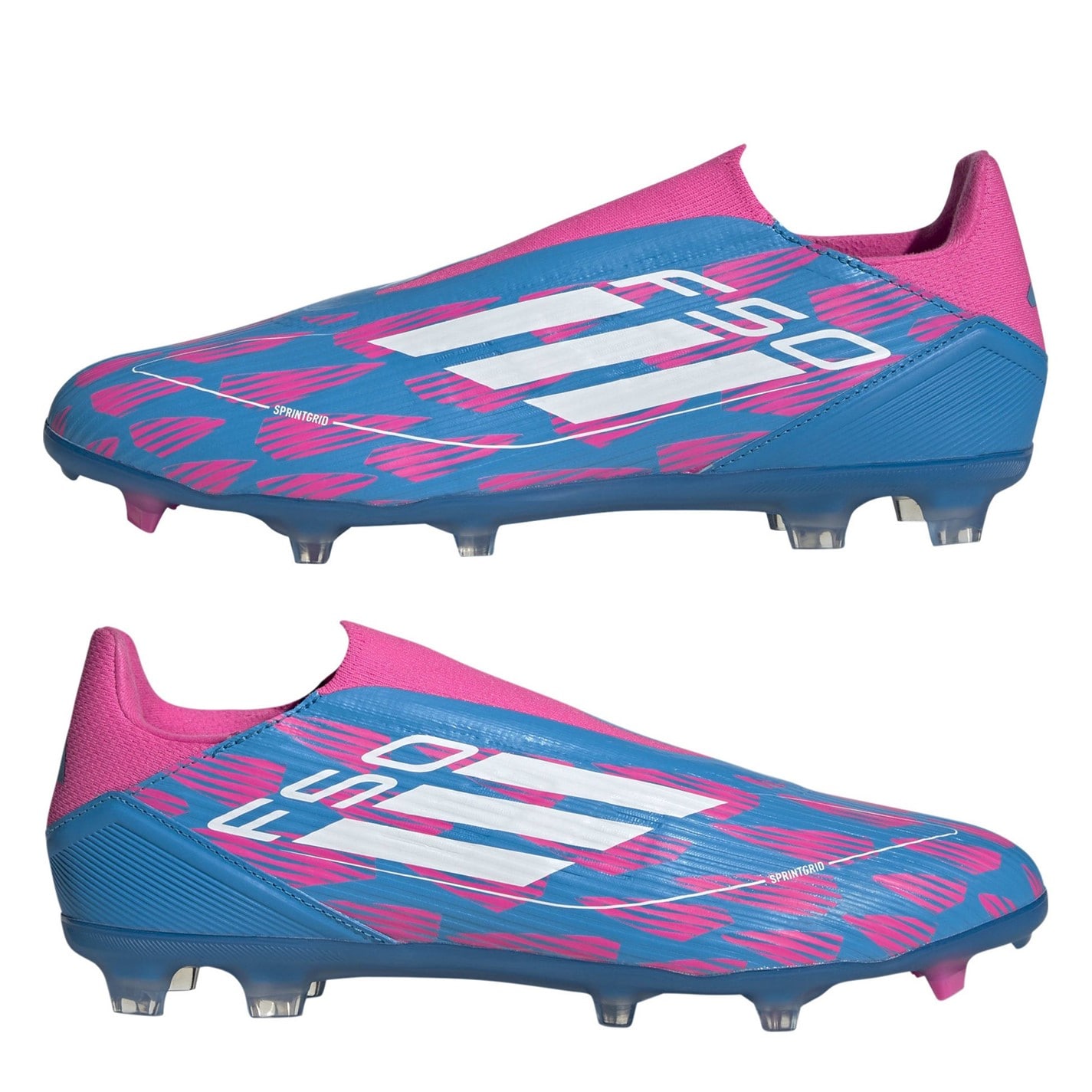 Ghete de fotbal adidas F50 League Laceless Firm Ground albastru roz