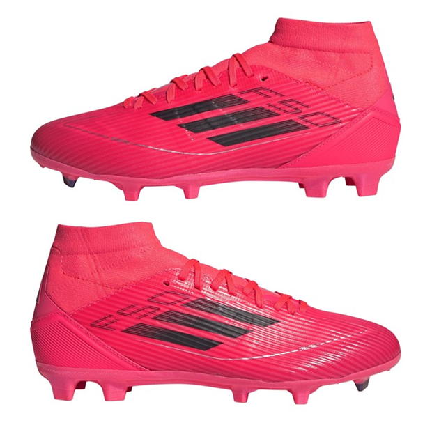 Ghete de fotbal adidas F50 League Mid-cut Firm Ground pentru femei roz negru