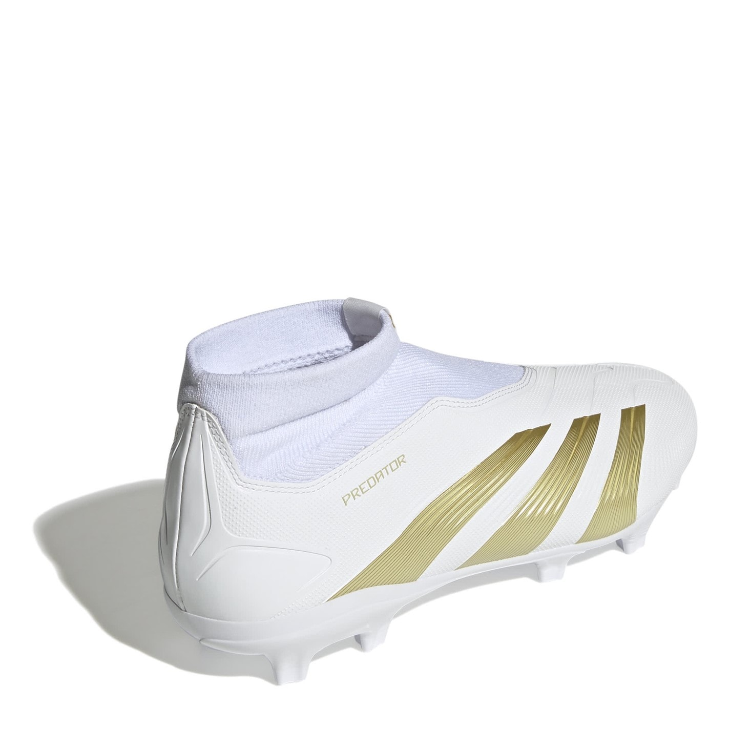 Ghete de fotbal adidas Predator 24 League Laceless Firm Ground alb auriu bge