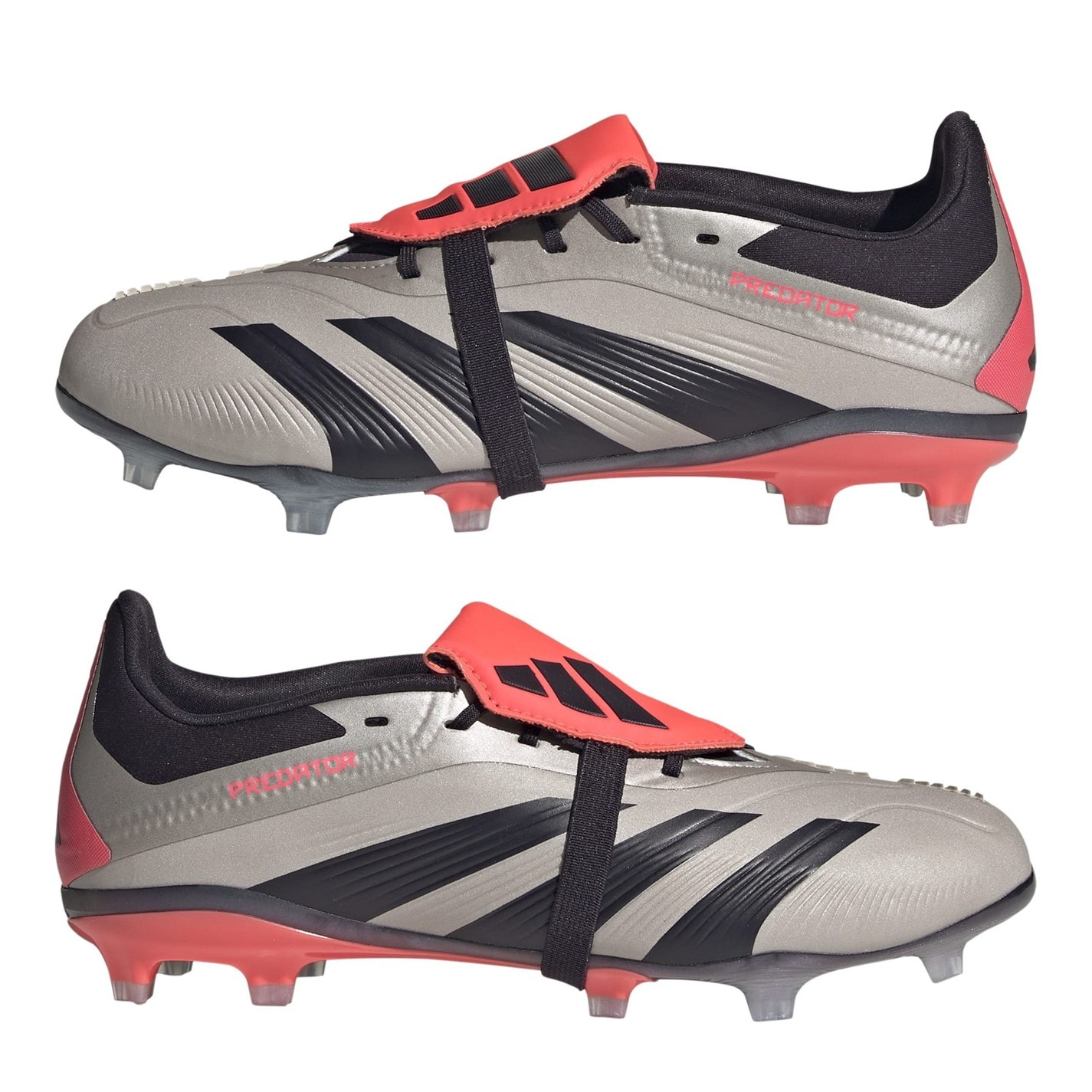 Ghete de fotbal adidas Predator Elite Fold-over Tongue Firm Ground pentru copii argintiu negru