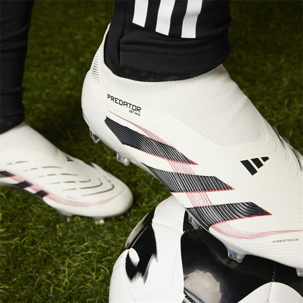 Ghete de fotbal adidas Predator Elite Laceless Firm Ground alb negru rosu