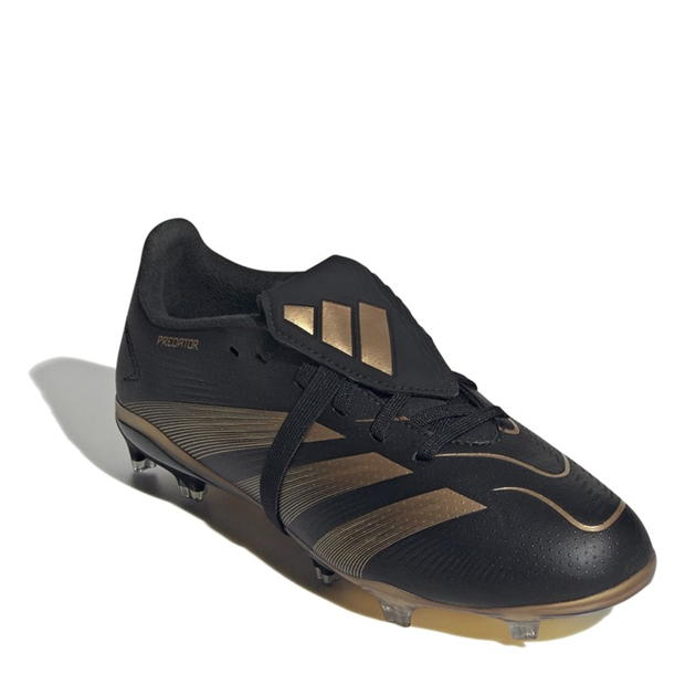 Ghete de fotbal adidas Predator League Fold Over Tongue Firm Ground pentru Copii negru auriu