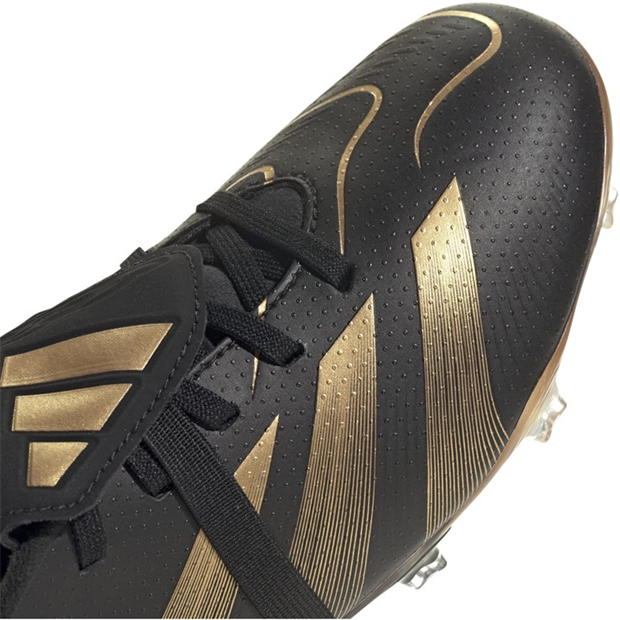 Ghete de fotbal adidas Predator League Fold Over Tongue Firm Ground pentru Copii negru auriu