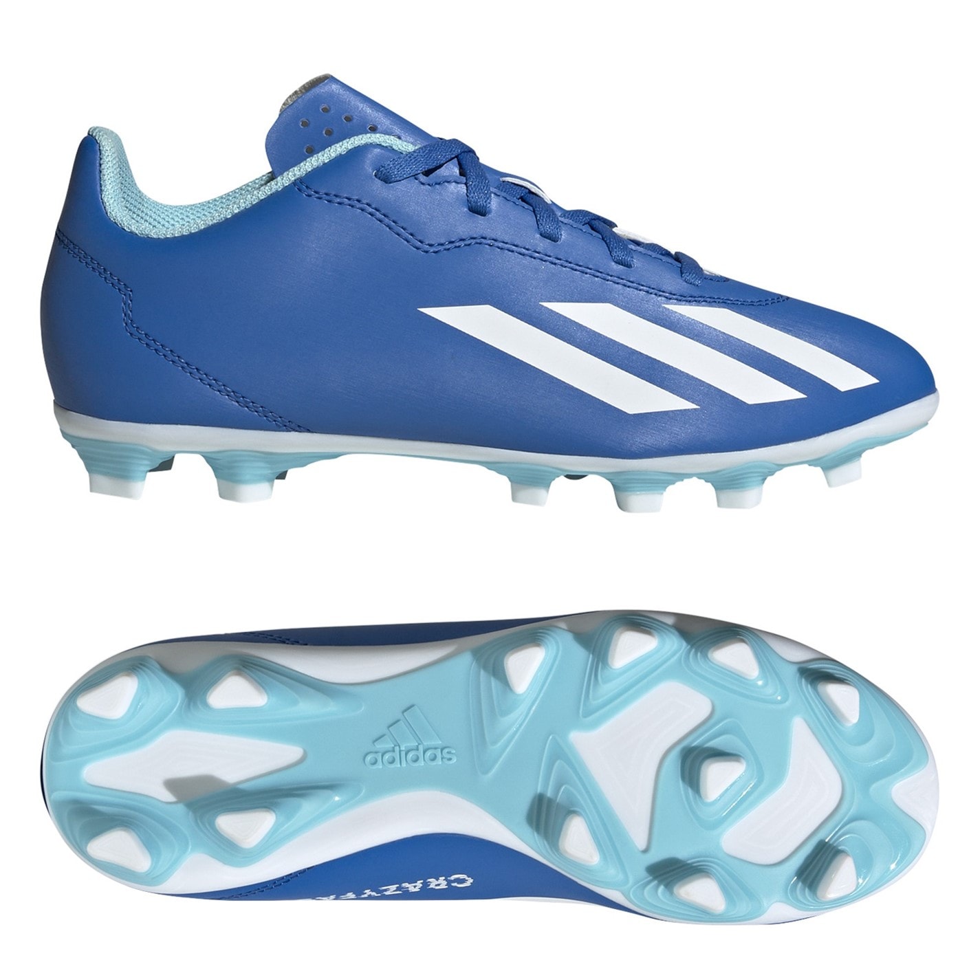 Ghete de fotbal adidas X Crazyfast Club Flexible Firm Ground pentru Copii albastru alb