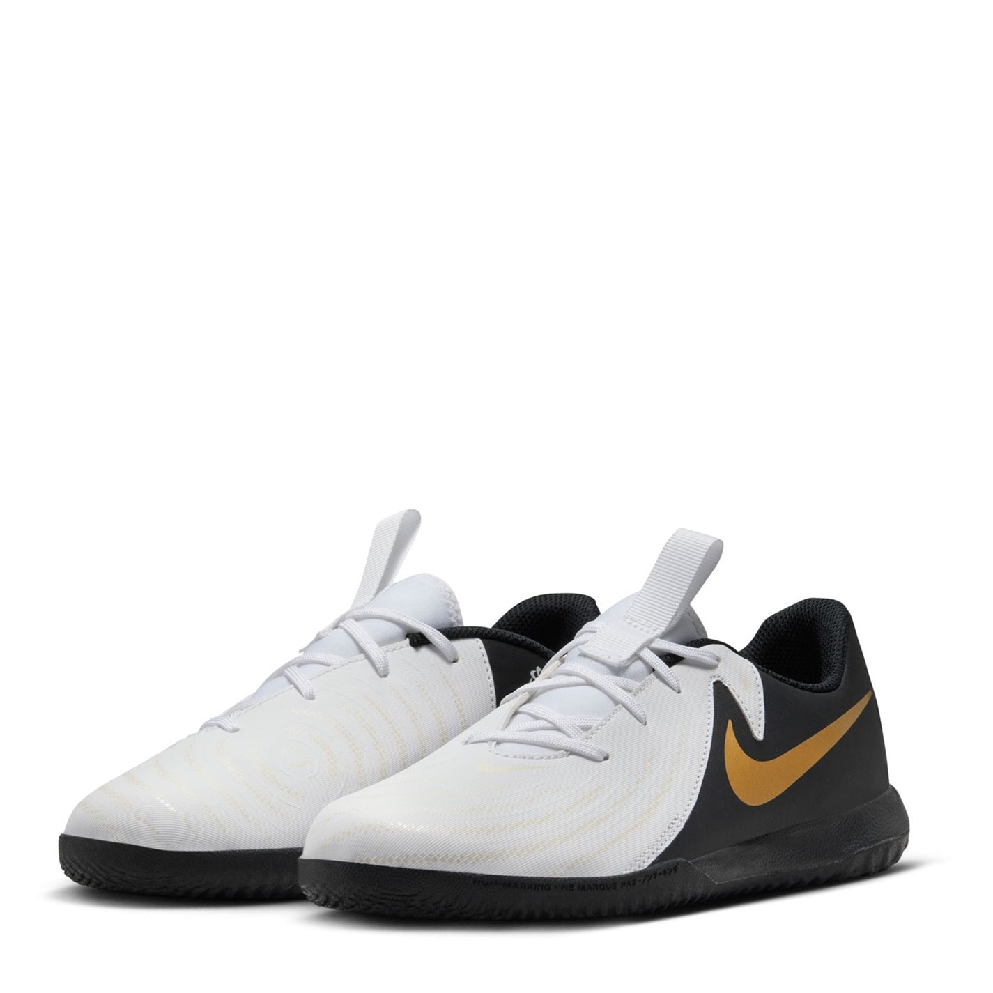 Ghete de fotbal Nike Phantom GX 2 Academy sala pentru copii alb negru auriu