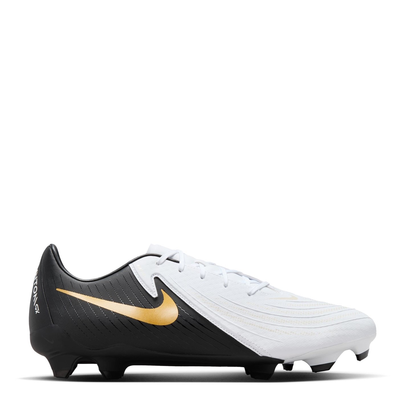 Ghete de fotbal Nike Phantom GX II Academy Firm Ground alb negru auriu