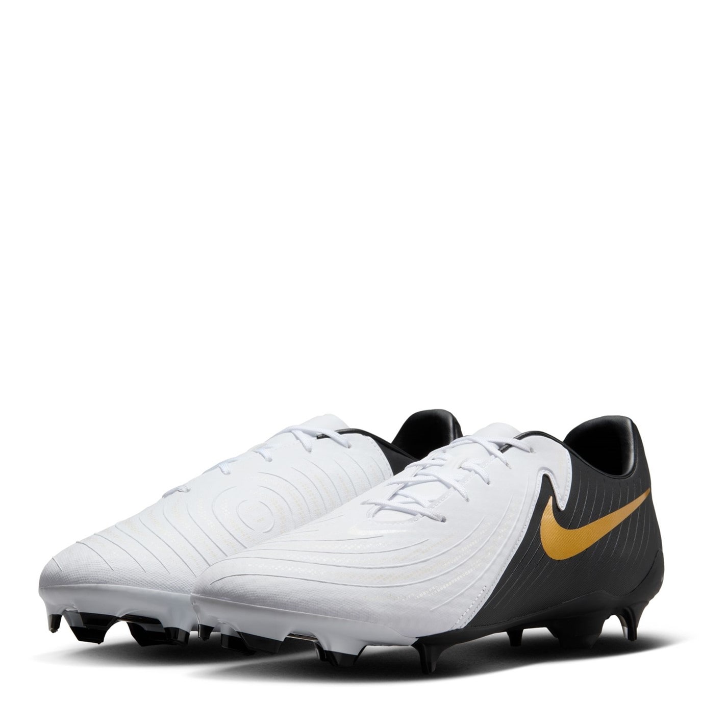 Ghete de fotbal Nike Phantom GX II Academy Firm Ground alb negru auriu