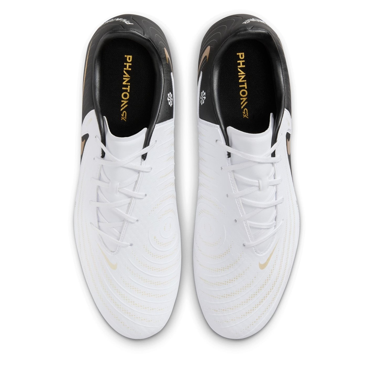 Ghete de fotbal Nike Phantom GX II Academy gazon sintetic alb negru auriu