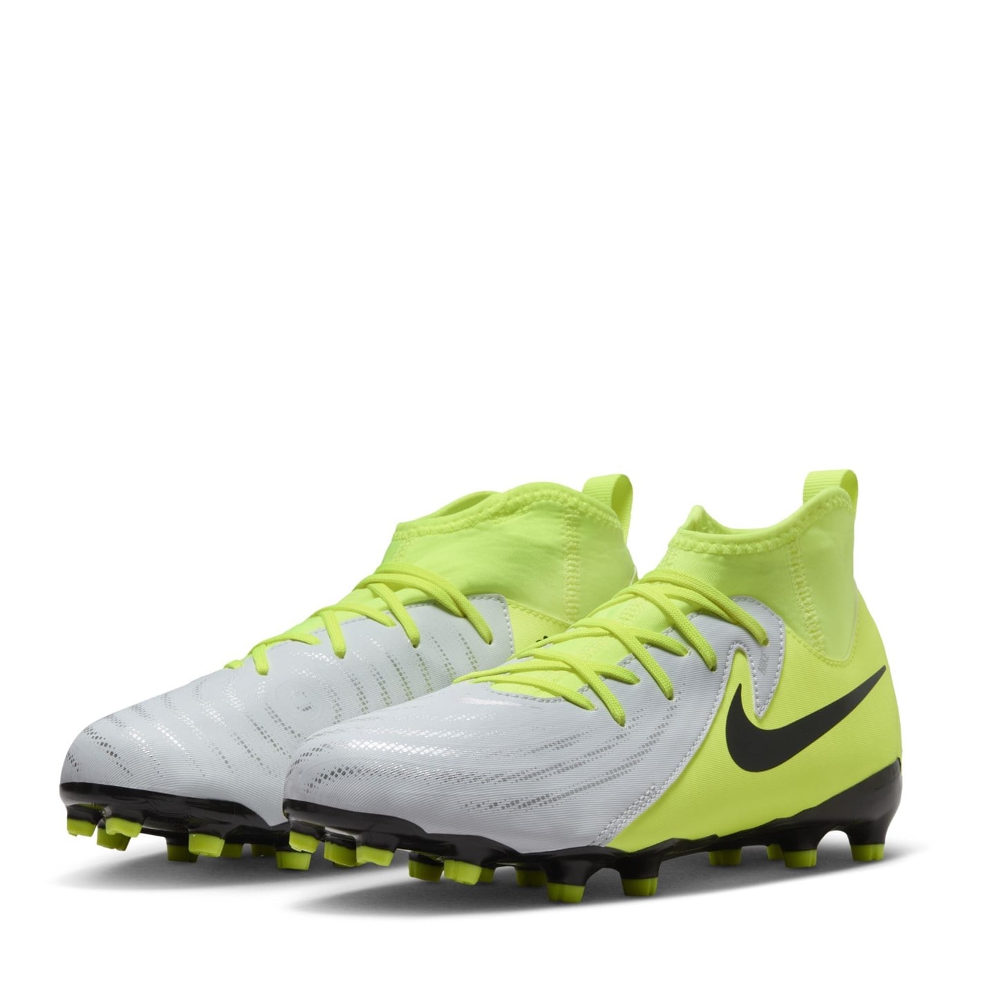 Ghete de fotbal Nike Phantom Luna II Academy Firm Ground pentru copii argintiu galben