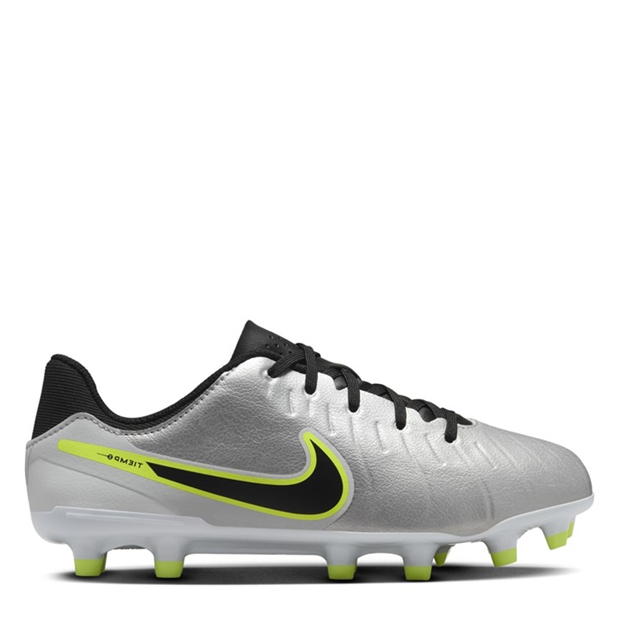 Ghete de fotbal Nike Tiempo Legend 10 Academy Firm Ground pentru copii argintiu galben