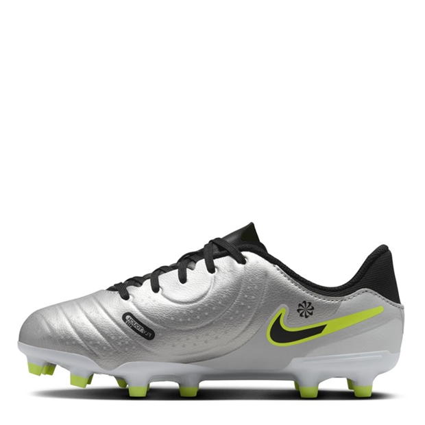 Ghete de fotbal Nike Tiempo Legend 10 Academy Firm Ground pentru copii argintiu galben