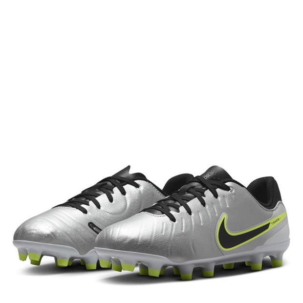 Ghete de fotbal Nike Tiempo Legend 10 Academy Firm Ground pentru copii argintiu galben