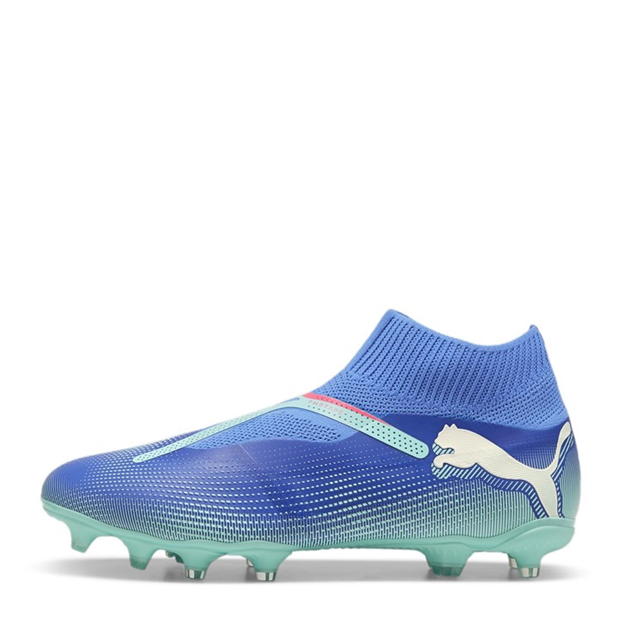 Ghete de fotbal Puma Future 7 Match+ Laceless Firm Ground albastru alb verde