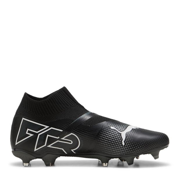 Ghete de fotbal Puma Future 7 Match+ Laceless Firm Ground negru alb