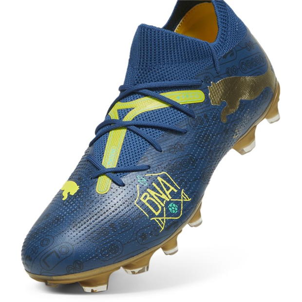 Ghete de fotbal Puma Future 7 Match Rush Firm Ground albastru galben auriu