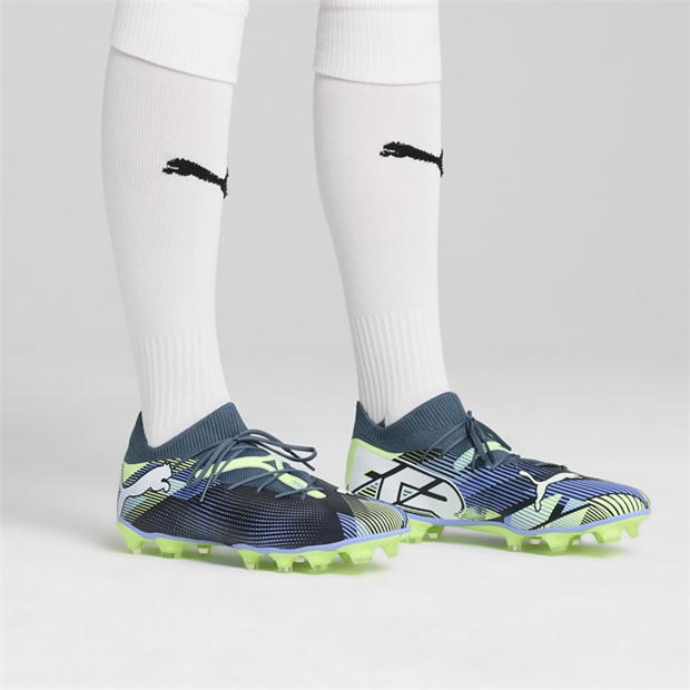 Ghete de fotbal Puma Future 7 Match Rush Firm Ground gri alb verde