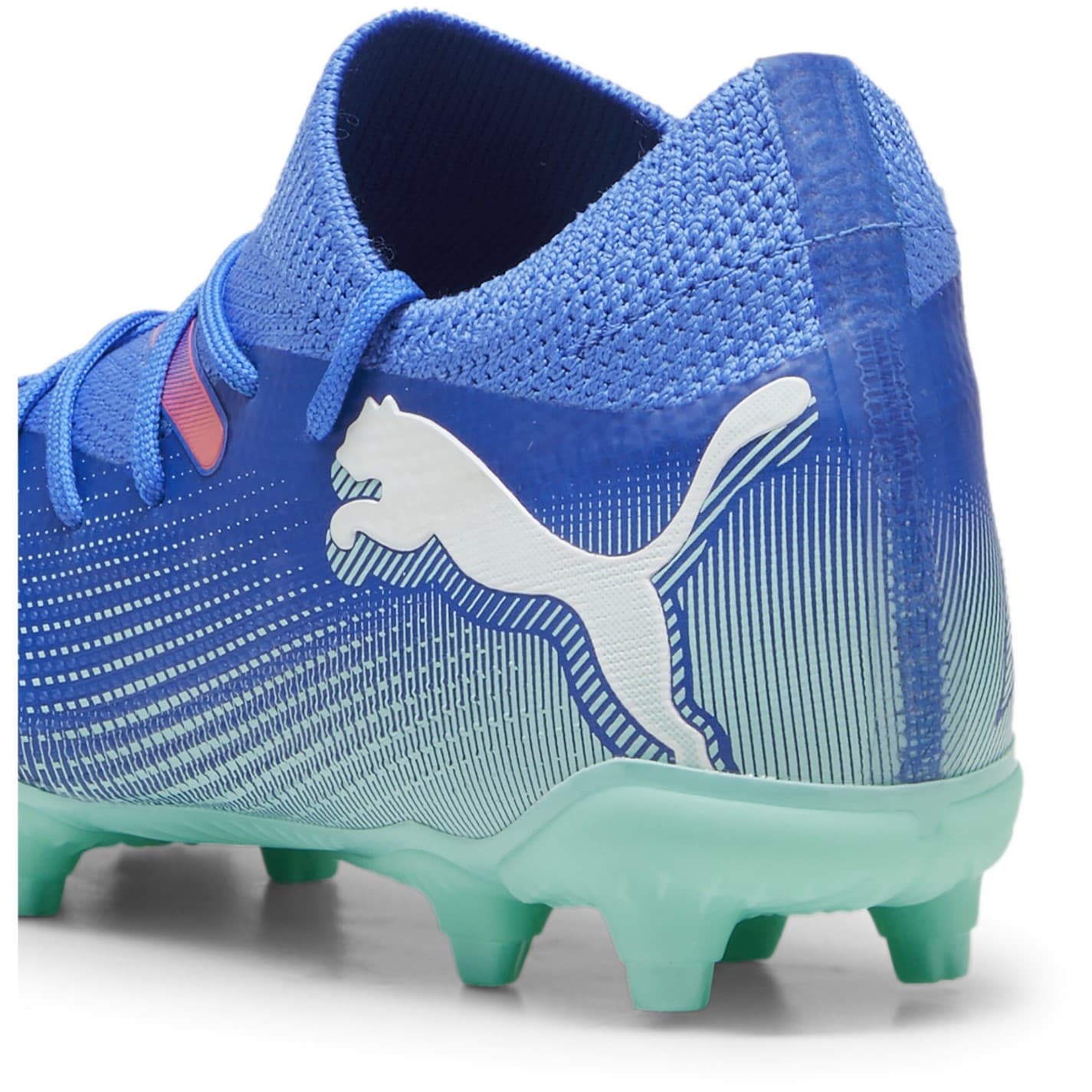 Ghete de fotbal Puma Future 7 Match Rush Firm Ground pentru copii albastru alb verde