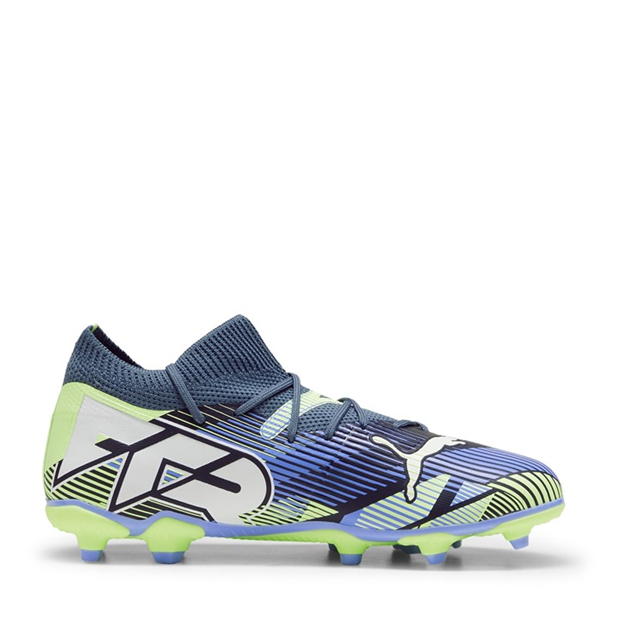 Ghete de fotbal Puma Future 7 Match Rush Firm Ground pentru Copii gri alb verde