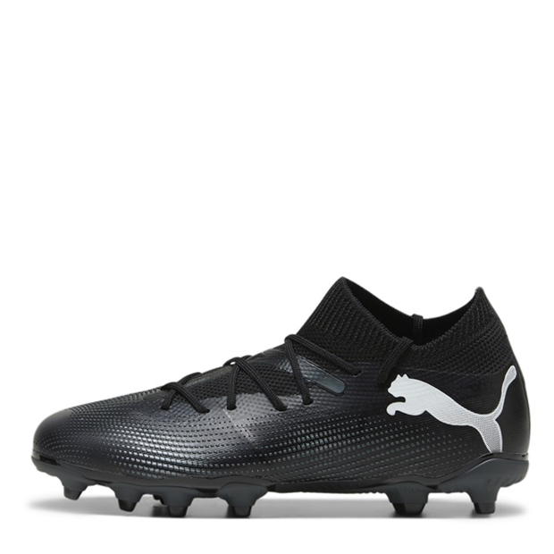 Ghete de fotbal Puma Future 7 Match Rush Firm Ground pentru copii negru alb