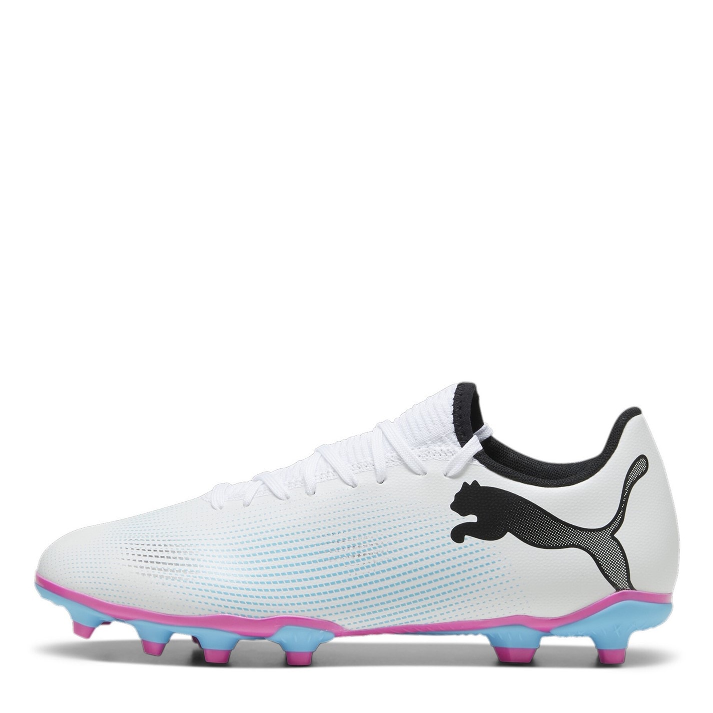 Ghete de fotbal Puma Future 7 Play Firm Ground alb negru roz