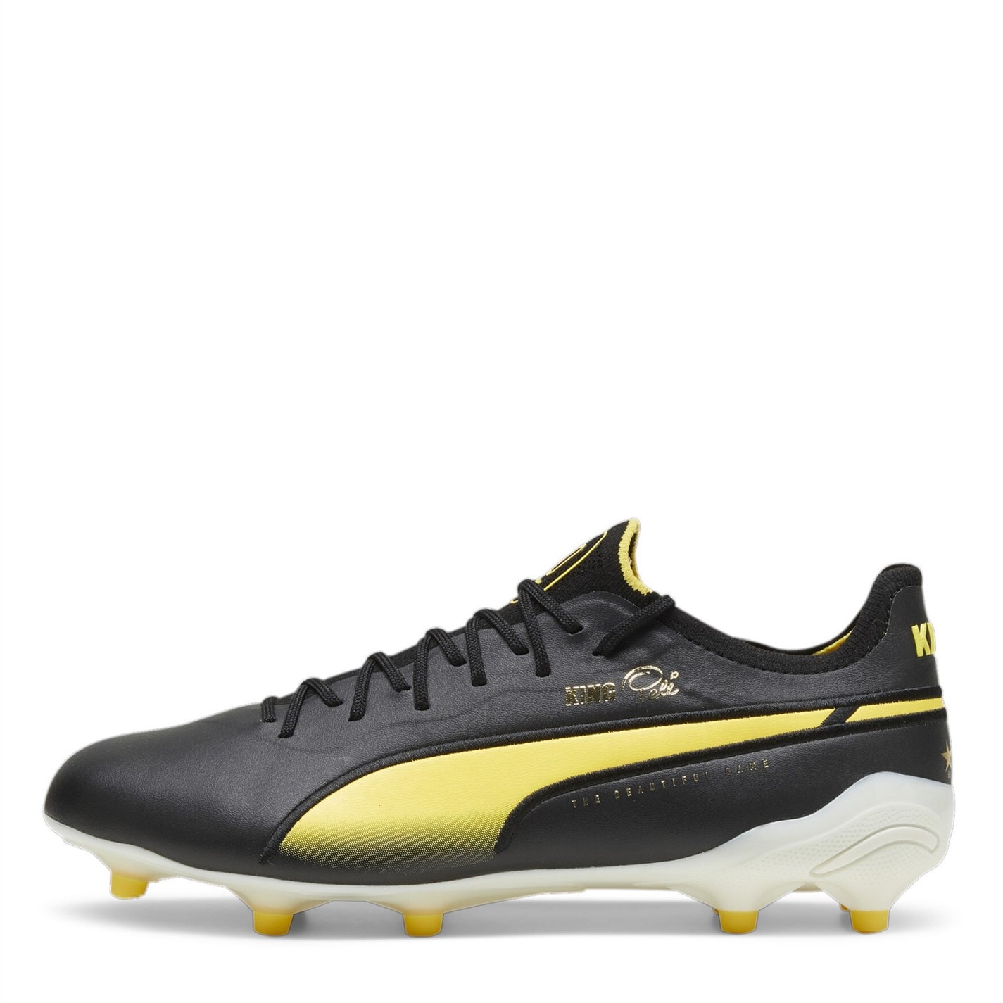 Ghete de fotbal Puma King Ultimate Firm Ground negru alb galben