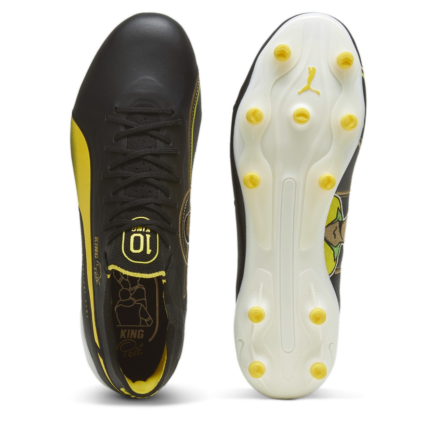 Ghete de fotbal Puma King Ultimate Firm Ground negru alb galben