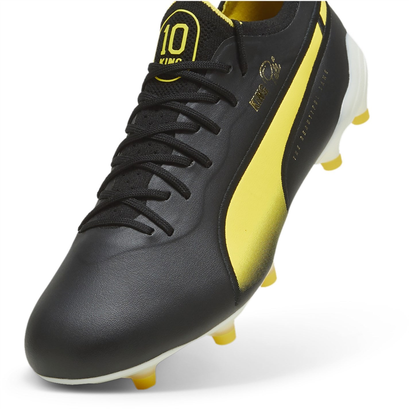 Ghete de fotbal Puma King Ultimate Firm Ground negru alb galben