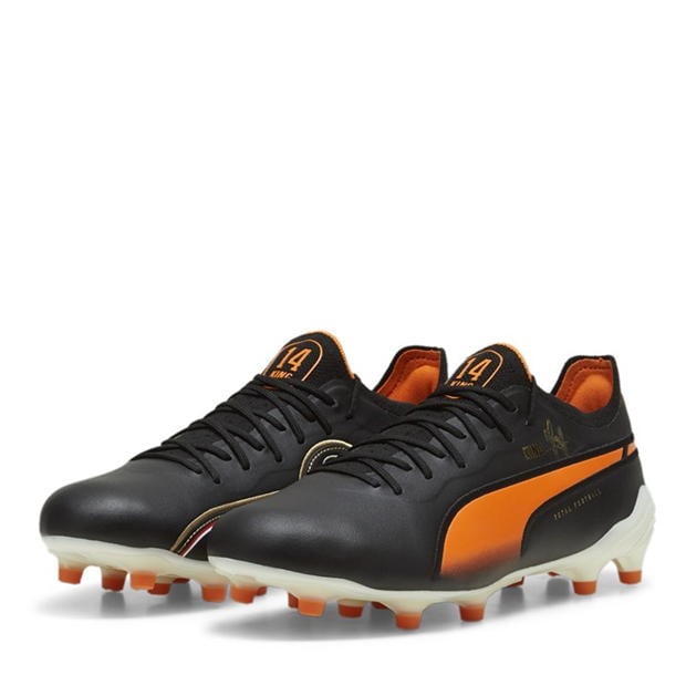 Ghete de fotbal Puma King Ultimate Firm Ground negru alb portocaliu