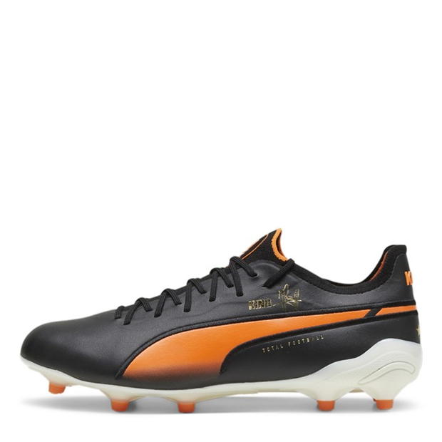 Ghete de fotbal Puma King Ultimate Firm Ground negru alb portocaliu