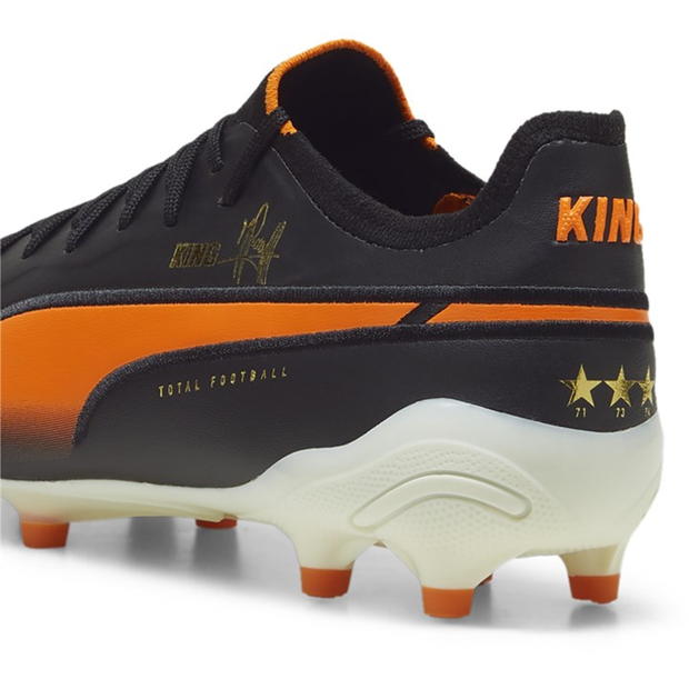 Ghete de fotbal Puma King Ultimate Firm Ground negru alb portocaliu