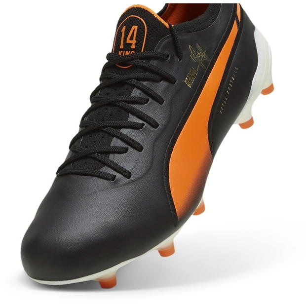 Ghete de fotbal Puma King Ultimate Firm Ground negru alb portocaliu