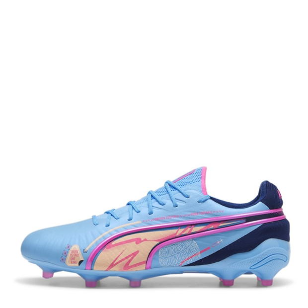 Ghete de fotbal Puma King Ultimate Launch Firm Ground albastru roz