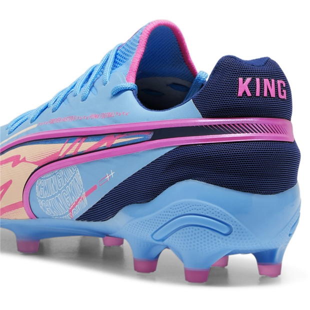 Ghete de fotbal Puma King Ultimate Launch Firm Ground albastru roz