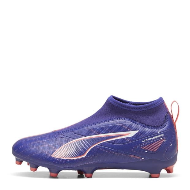 Ghete de fotbal Puma Ultra Match+ Laceless Firm Ground pentru copii mov alb org